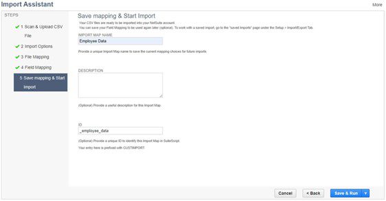 Save Mapping & Start Import
