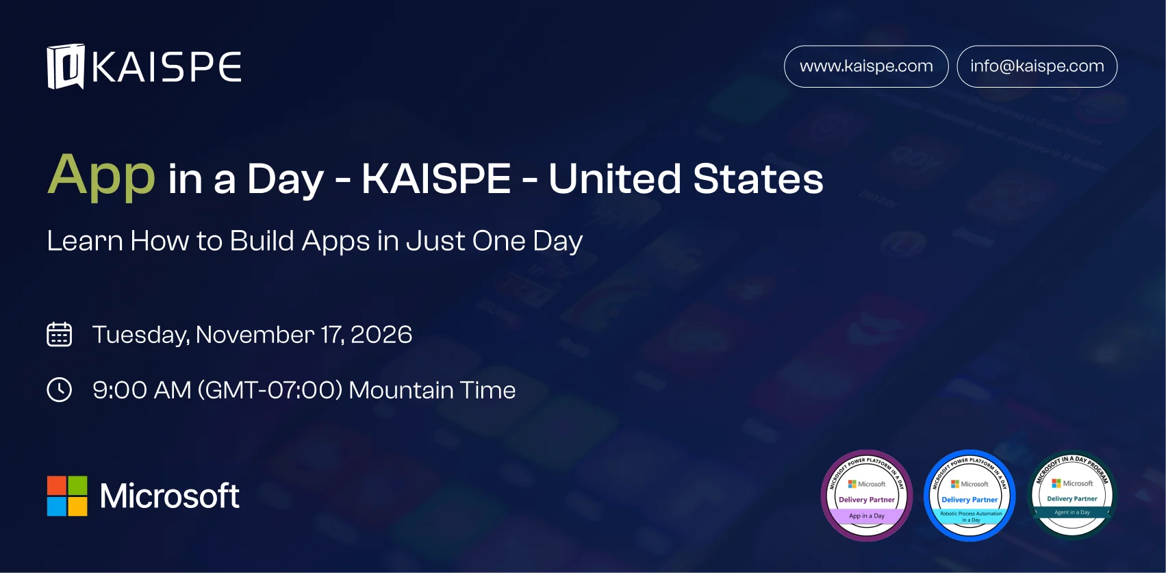 Microsoft App in a Day Workshop – November 2026 | KAISPE LLC